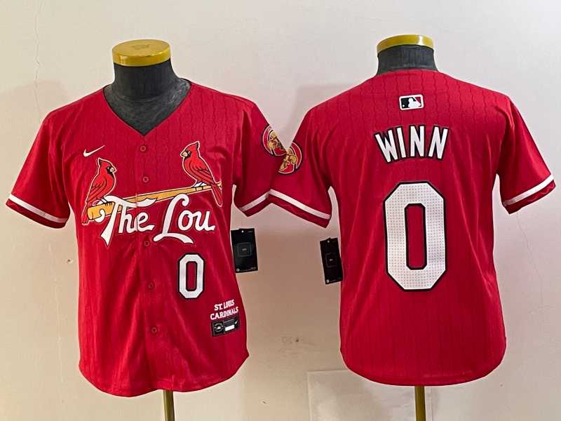Youth St Louis Cardinals #0 Masyn Winn Red 2024 City Connect Limited Stitched Baseball Jersey->mlb youth jerseys->MLB Jersey